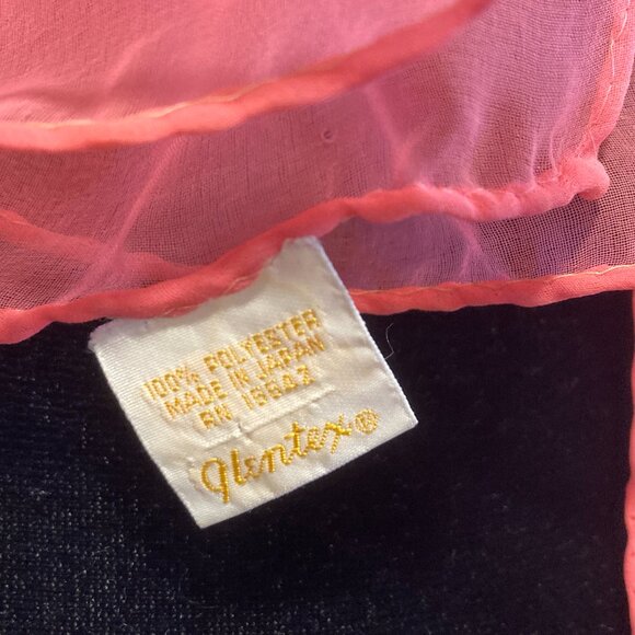 Mid Century Chiffon Scarf  Sheer Pink Boho Audrey Hepburn Mod Look 1960s Vintage - Picture 3 of 5